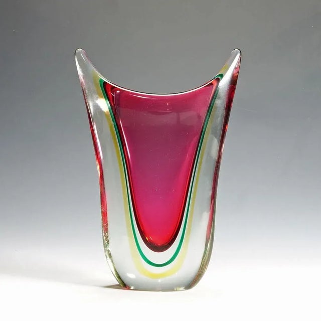 Midcentury murano sommerso art glass vase by c.o.v.e.m, 1960s a heavy murano sommerso art glass vase manufactured by...