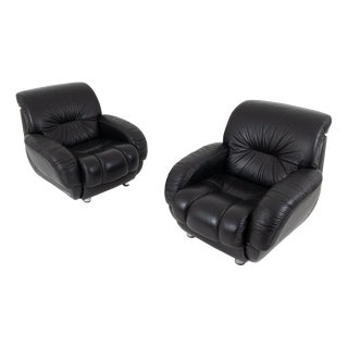 Leather Armchairs, 1970s, Set of 2 For Sale