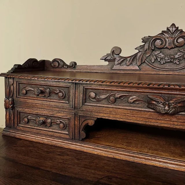 19th Century French Renaissance Hand-Carved Wall Desk For Sale - Image 10 of 12