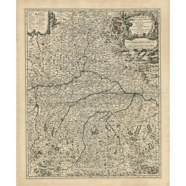 Antique Map of Bavaria with Many Details For Sale
