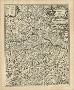 Antique Map of Bavaria with Many Details