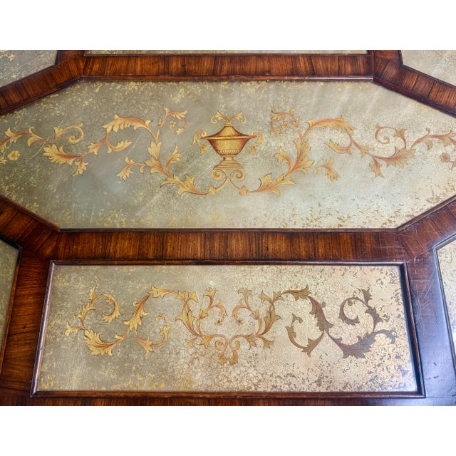 Mid 20th Century Vintage Euro Style Two-Tiered Octagonal Eglomisé Mahogany Cocktail / Coffee Table For Sale - Image 5 of 11