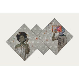 Fragrance by Ifeoluwa Alade | Acrylic and glow in the dark medium on canvas depicting two figures. For Sale