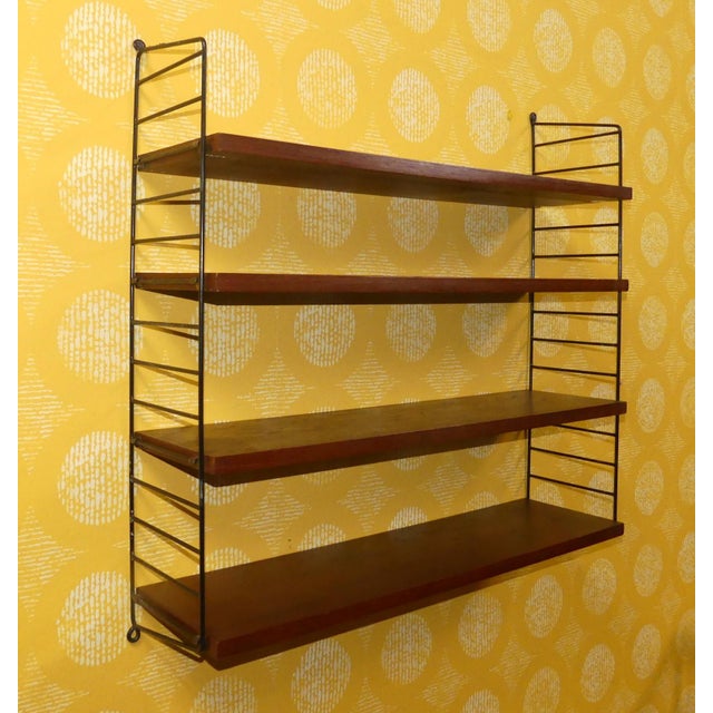 Wood Swedish String Shelving Unit with Teak Shelves by Nisse Strinning for String, 1960s For Sale - Image 7 of 18