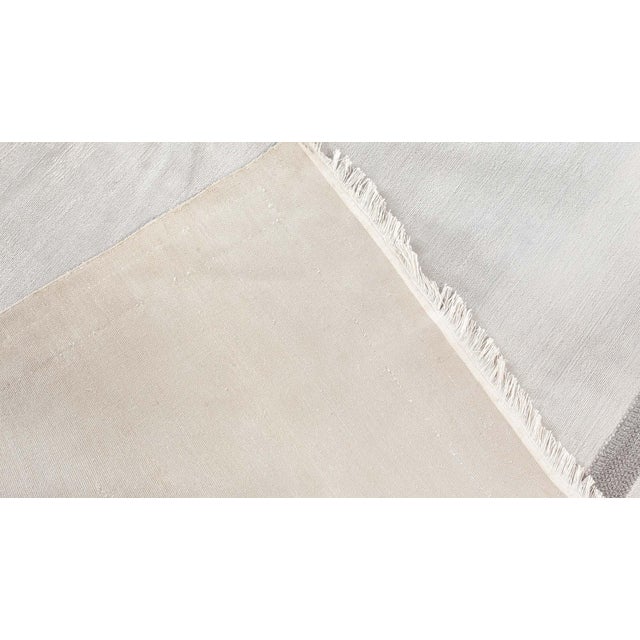 Modern Cloud Blue Silk Rug with Metal Chain Border by Doris Leslie Blau Size: 12'1" × 17'4" (368 × 528 cm) An...