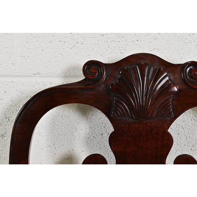 Wood Stickley Queen Anne Carved Solid Mahogany Dining Chairs, Set of Six For Sale - Image 7 of 12