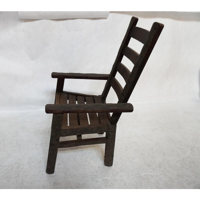 Wood Mid 20th Century Reed Brothers Barkwood Ladder Back Chair For Sale - Image 7 of 11