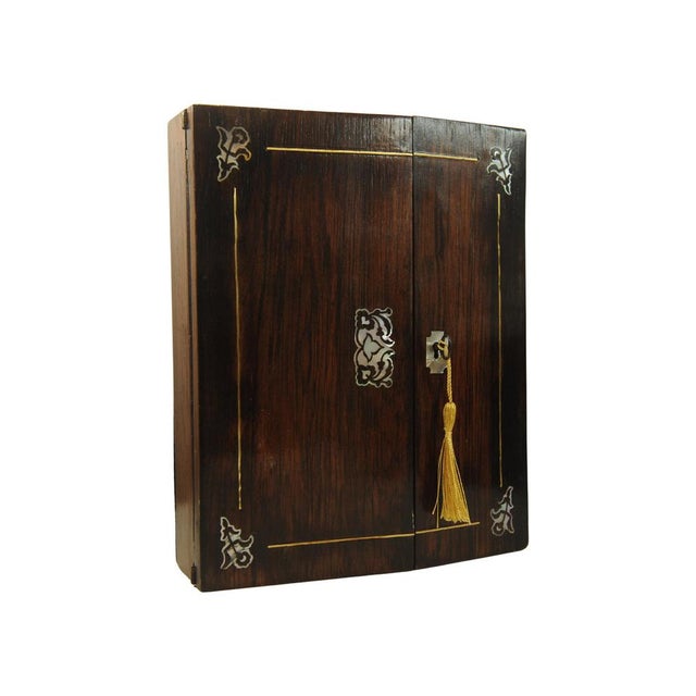 19th Century Rosewood Writing Slope with Inlay, Set of 5 For Sale - Image 3 of 13