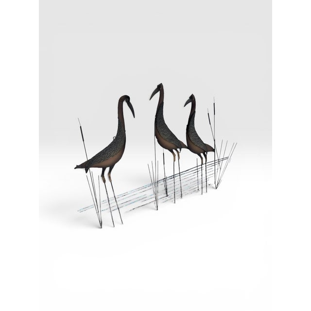Mid-Century Modern Signed Curtis Jeré 1995 Three Crane Marsh Sculpture by Artisan House For Sale - Image 3 of 8