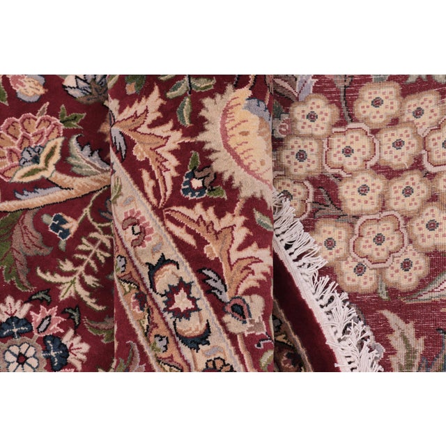 Red Art Nouveau 1990's Pak-Persian Red/Pink Wool Round Rug- 8'1'' X 8'3'' For Sale - Image 8 of 9
