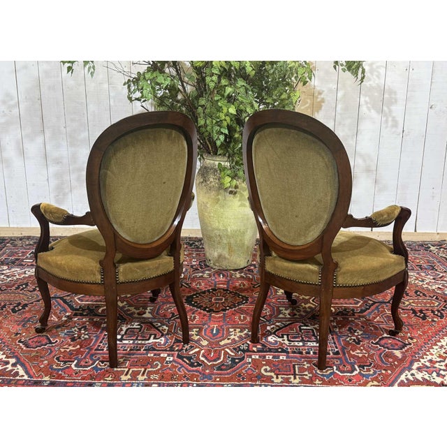 19th-Century Napoleon III Mahogany Armchairs, Set of 2 For Sale - Image 6 of 18