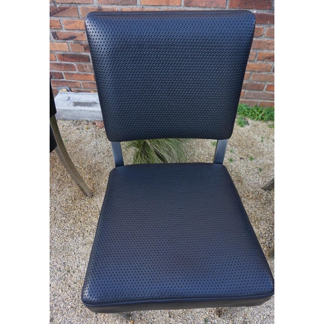 Industrial Art Deco Machine Age Industrial Chrome & Leatherette Dining Chairs, 1950s, Set of 4 For Sale - Image 3 of 16