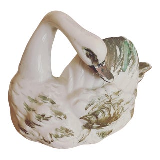 1940s Vintage Ceramic Swan Planter For Sale