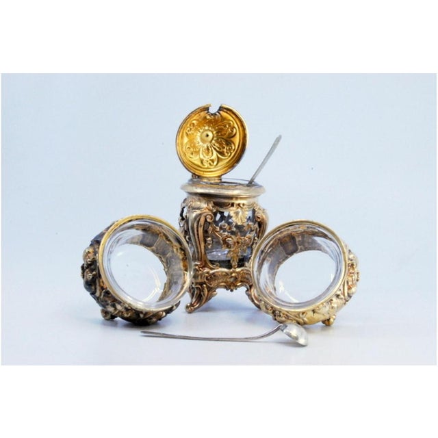 Sugar Bowl with Salt and Pepper Shaker in Gilded Silver, Set of 3 For Sale - Image 9 of 11