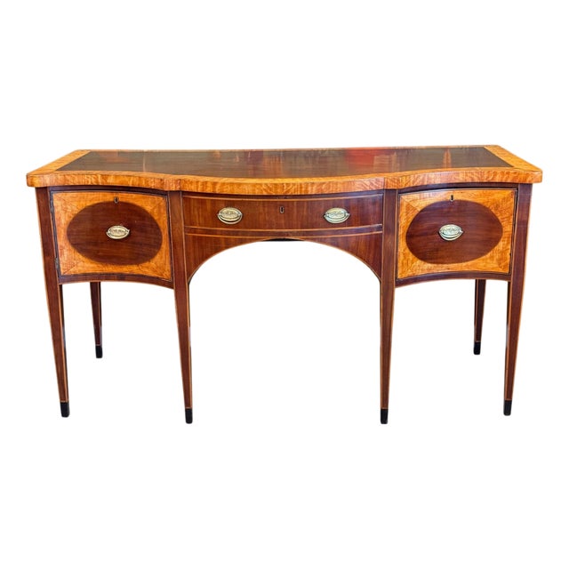 Early 19th C. English Hepplewhite Mahogany and Satinwood Sideboard For Sale