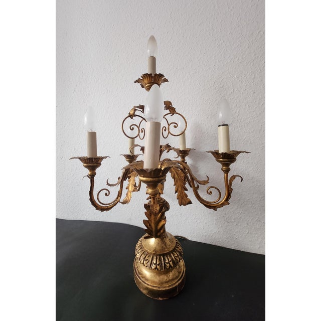Baroque Vintage Hollywood Regency Louis XV 6-Light Florentine Floor Lamp, Italy, 1920s, Set of 2 For Sale - Image 3 of 18