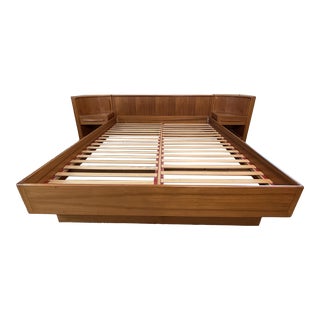 Bernhard Pedersen & Son Queen Platform Bed with Tambour Door Nightstands For Sale