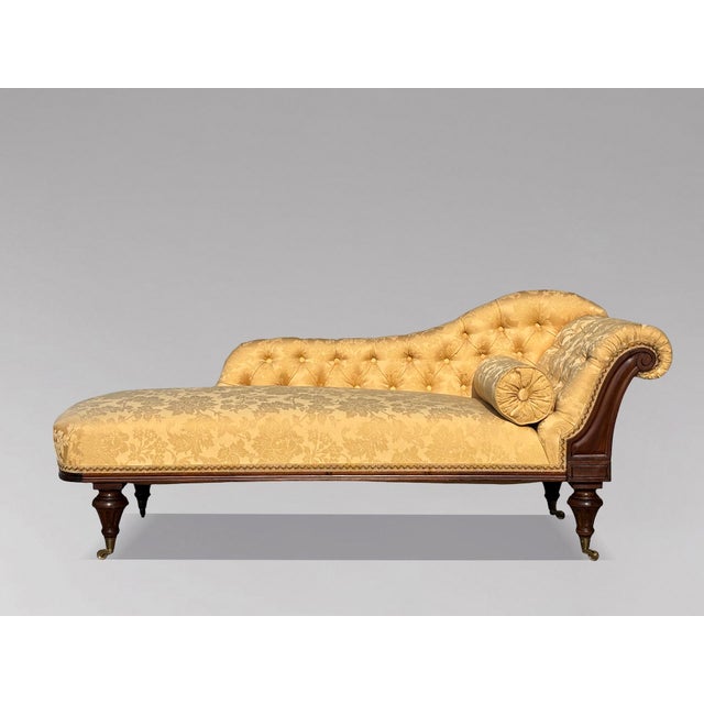 Fine Quality Early 19th Century Regency Mahogany Upholstered Chaise Longue Sofa *England, circa 1820* A fine quality early...