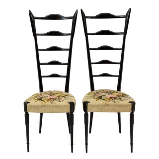 Set of Mid-Century Modern Chiavari Style Chairs with High Back by Gio Ponti, Italy, 1950s For Sale