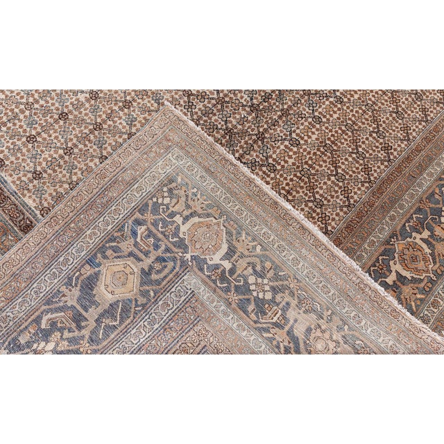 Beige Persian Hamadan Rug For Sale - Image 8 of 9