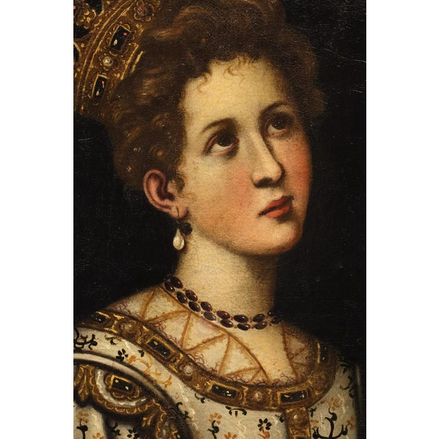 Baroque Francesco Curradi, Saint Catherine of Alexandria Curradi, 17th Century, Oil Painting on Canvas, Framed For Sale - Image 3 of 16