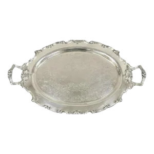Vintage Wsb English Victorian Style Oval Silver Plated Serving Platter Tray