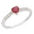 Dainty Heart Cut Ruby Ring 18k Solid White Gold With Diamonds Size 7 For Sale