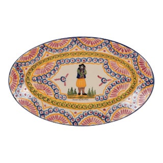 Mid-Century French Henriot Quimper Oval Platter For Sale