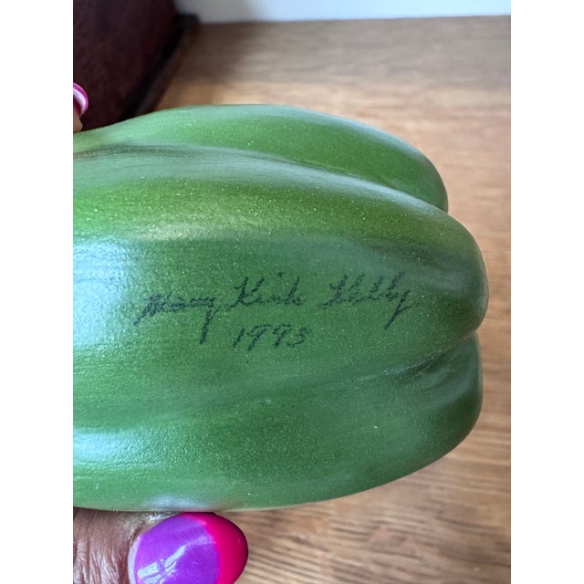 1993 Mary Kirk Kelly Signed Ceramic Green Bell Pepper Sculpture For Sale In Indianapolis - Image 6 of 8