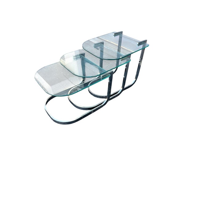 Mid-Century Modern Mid 20th Century Chrome Nesting Tables For Sale - Image 3 of 5