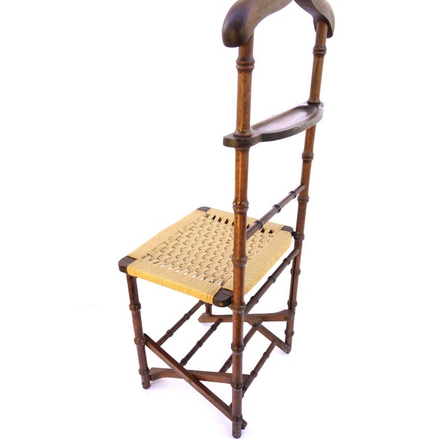 Vintage Italian Faux Bamboo Mahogany Wood Valet Folding Chair Chairish
