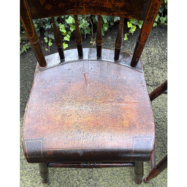 Paint Mid 19th Century Paint Decorated Spindle Back Chairs - A Pair For Sale - Image 7 of 12