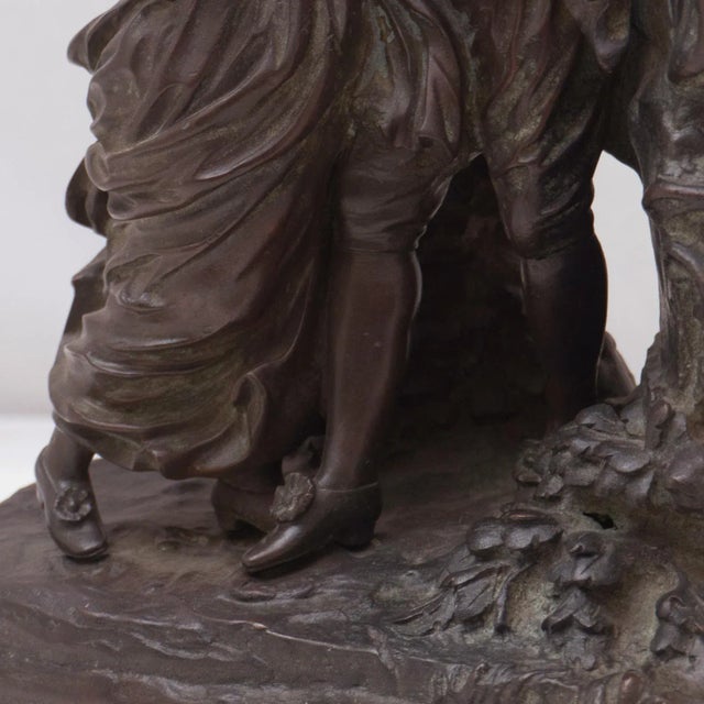 1920s 'The Kiss' by Georges Flamand, Two Lovers Embracing, Bronze Figural Group After Fragonard For Sale - Image 5 of 10