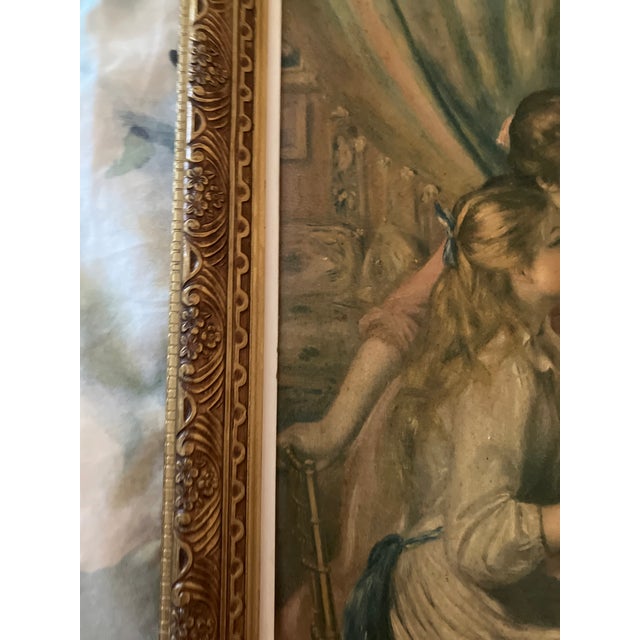 Contemporary 1950s Oil Painting Unbranded Ornate Wood Gold Frame For Sale - Image 3 of 6