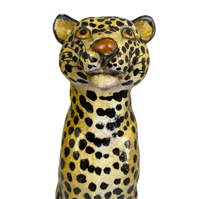 Mid-Century Italian Pottery Cheetah Statue For Sale - Image 9 of 10