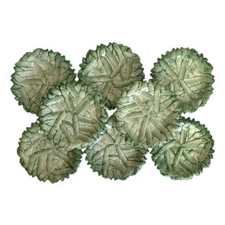 1985 Fitz and Floyd “Vegetable Garden” Green Pea Canapé Plates – Set of 8 For Sale
