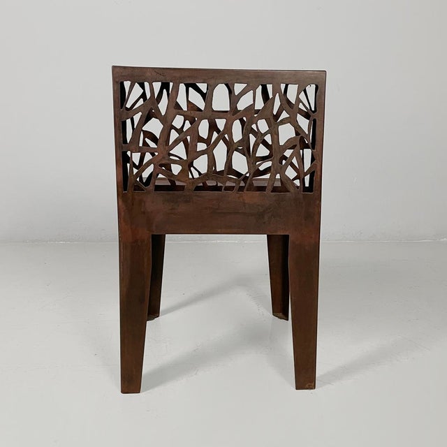 Italian Postmodern Chairs in Corten attributed to Marc Aurel for Metalco, 2010s, Set of 12 For Sale - Image 9 of 16
