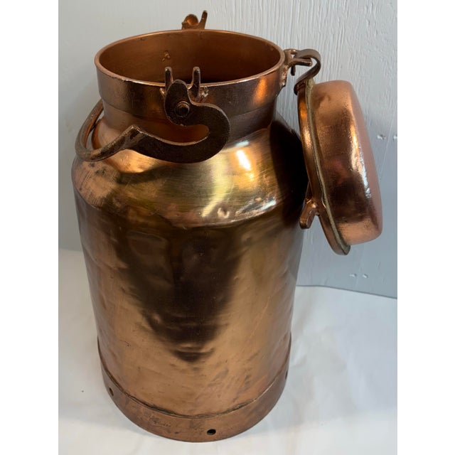 Metal Vintage Copper Milk Can Umbrella Stand For Sale - Image 7 of 10