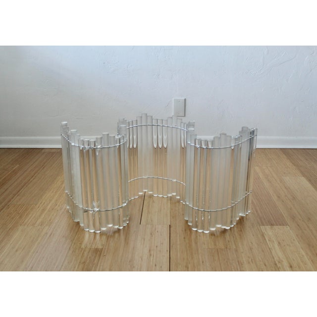1970s 1970s Frosted and Clear Tubular Lucite Acrylic Curved Coffee Table Base For Sale - Image 5 of 12