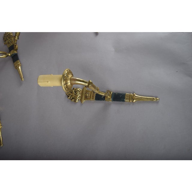 Vintage French Empire Style Torch Wall Sconces in Gilt Bronze, 1950s, Set of 4 For Sale - Image 9 of 18