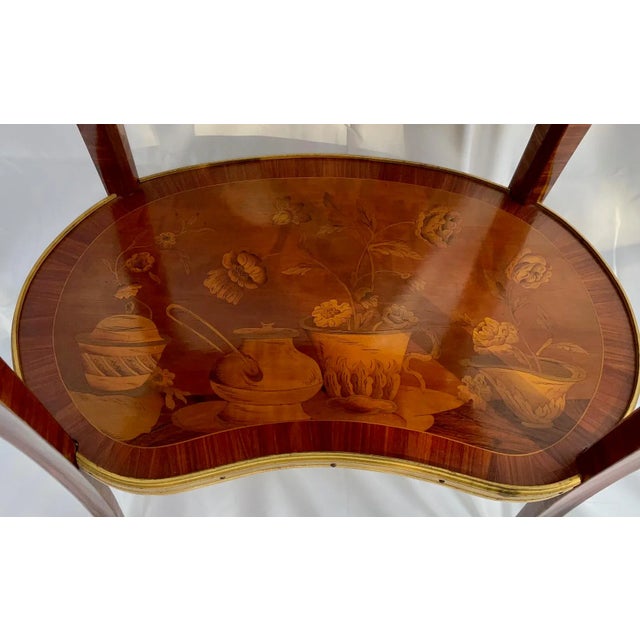 Wood French Transitional Louis Xv/Xvi Style Oval Marquetry Side Table For Sale - Image 7 of 12