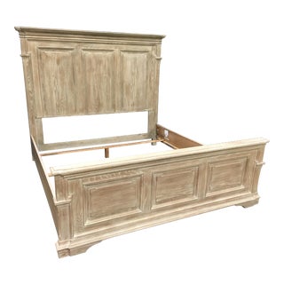 Bernhardt King Size White Washed Panel Bedframe For Sale