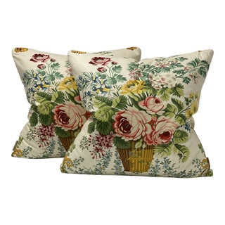 2000s Custom Floral Feather/Down Pillows - a Pair For Sale