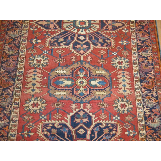 Textile Antique Zabihi Collection Rare Persian Serapi Corridor Runner For Sale - Image 7 of 8
