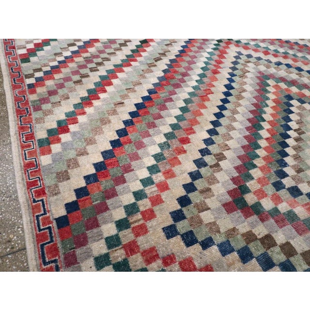Mid 20th Century Galerie Shabab Collection Mid-20th Century Turkish Anatolian Art Deco Carpet For Sale - Image 5 of 10
