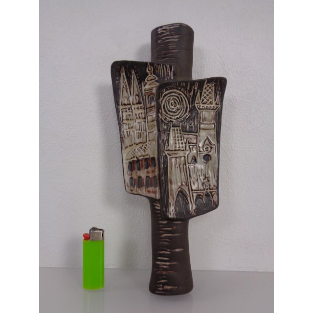 Studio Ceramic Wall Vase of Prague from Keramo Kostelec, Czechoslovakia, 1960s For Sale - Image 13 of 15