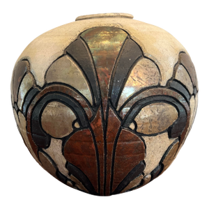 1980s Signed Art Nouveau Inspired Ceramic Vase Vessel