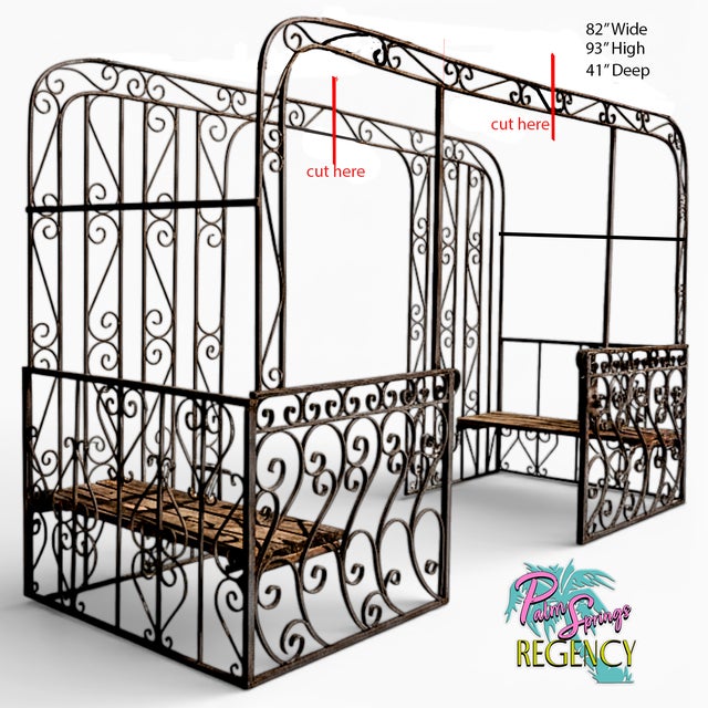 Mid-Century Modern Mid-Century Mediterranean Custom Wrought Iron Garden Pergola 1965 For Sale - Image 3 of 11
