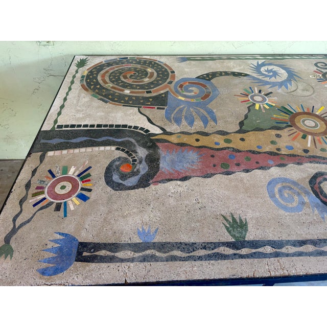 Post Punk Artist Uli Boege Ceramic and Concrete Mosaic Iron Dining Table Monumental Los Angeles Artist 1995 Indoor/Outdoor For Sale - Image 14 of 18