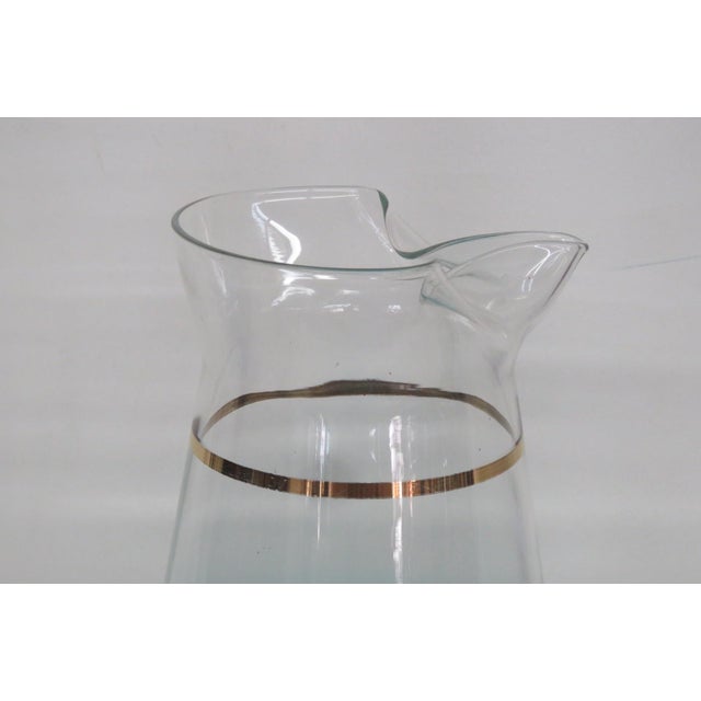 Mid 20th Century West Virginia Glass Company Turquoise Blendo Pitcher With Gold Accent For Sale - Image 11 of 17
